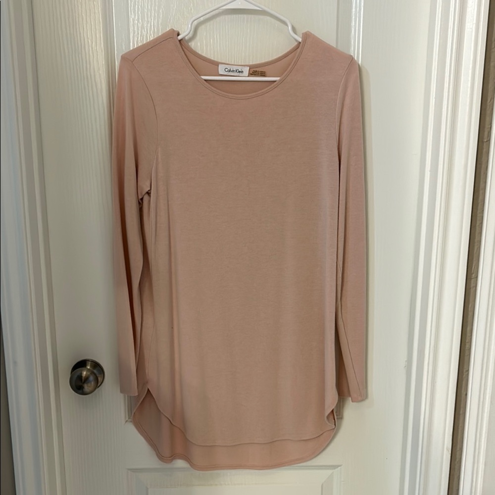 Calvin Klein Pink Fitted Long Sleeve Blouse